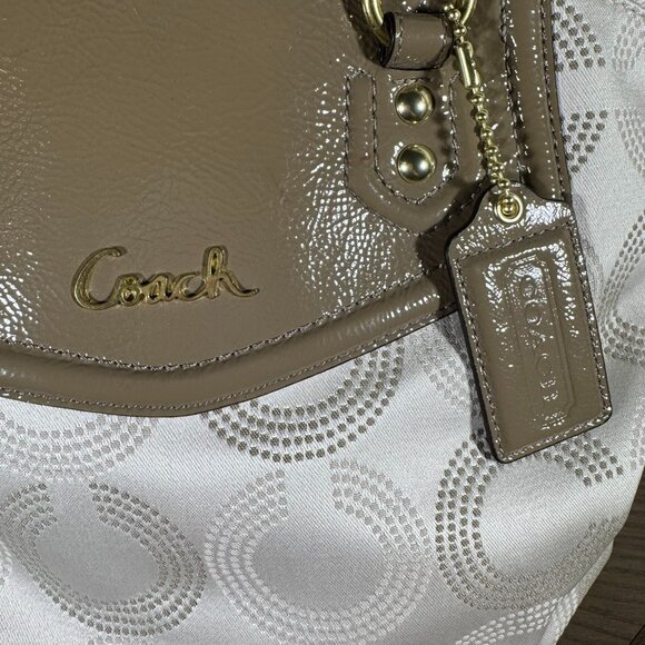 Coach Ashley Dotted Op Art Satchel — Khaki/Taupe & Cream NWT - Picture 3 of 10